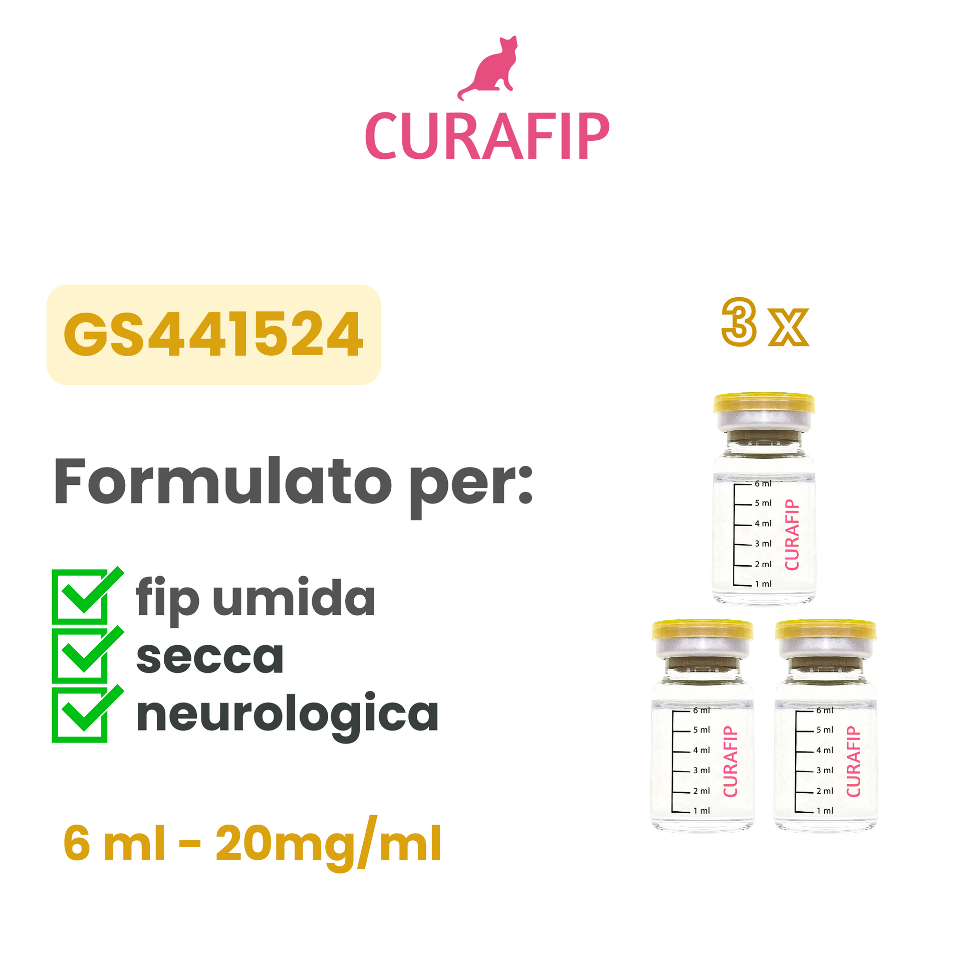 3 fiale gs441524 fip gatto